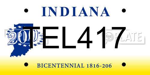TEL417 Indiana License Plate