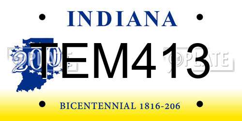 TEM413 Indiana License Plate