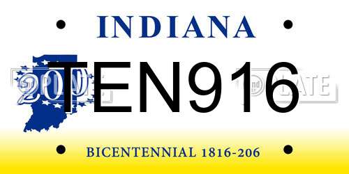 TEN916 Indiana License Plate