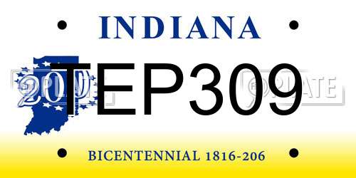 TEP309 Indiana License Plate