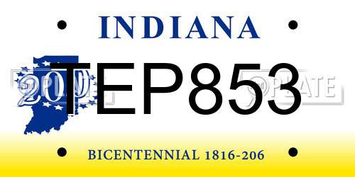 TEP853 Indiana License Plate