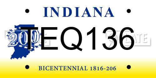 TEQ136 Indiana License Plate