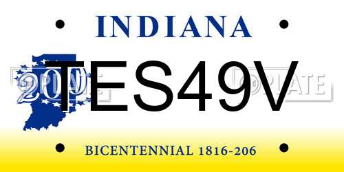 TES49V Indiana License Plate