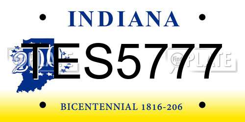 TES5777 Indiana License Plate