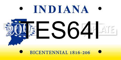 TES64I Indiana License Plate