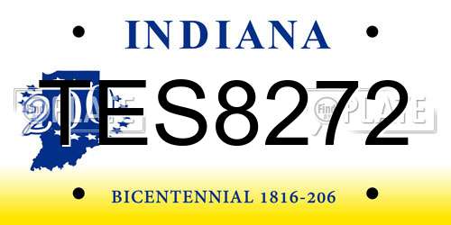 TES8272 Indiana License Plate