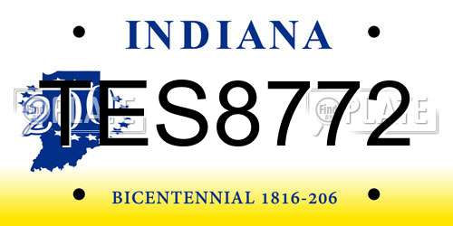 TES8772 Indiana License Plate