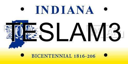 TESLAM3 Indiana License Plate