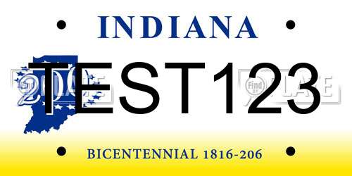 TEST123 Indiana License Plate