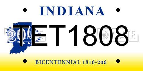 TET1808 Indiana License Plate