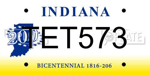 TET573 Indiana License Plate