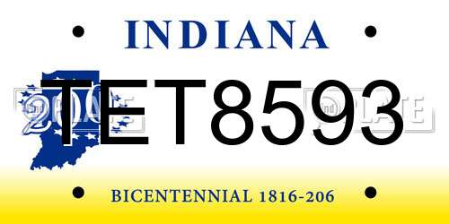 TET8593 Indiana License Plate