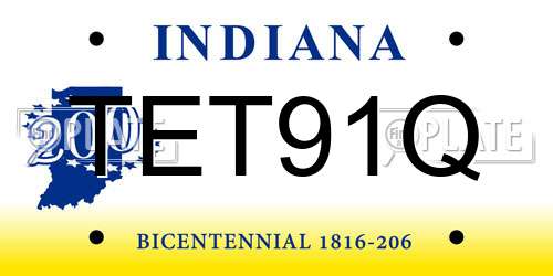 TET91Q Indiana License Plate