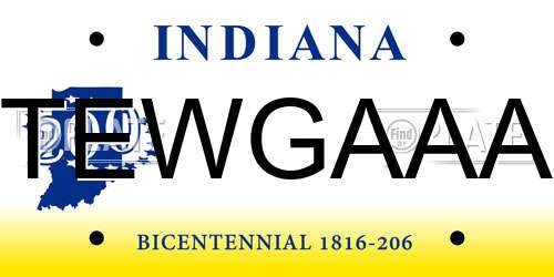 TEWGAAA Indiana License Plate