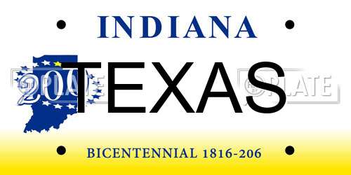 TEXAS Indiana License Plate