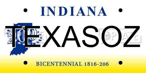 TEXASOZ Indiana License Plate