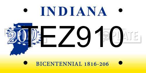 TEZ910 Indiana License Plate