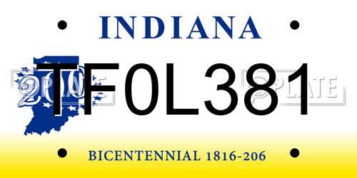TF0L381 Indiana License Plate