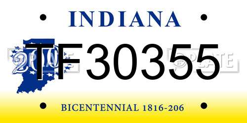 TF30355 Indiana License Plate