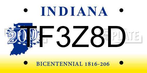 TF3Z8D Indiana License Plate