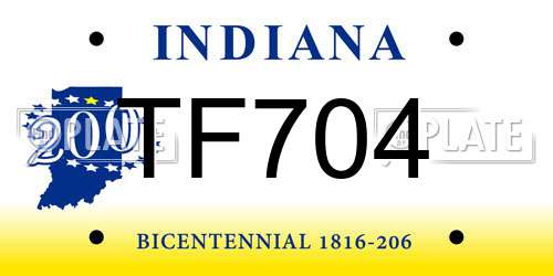 TF704 Indiana License Plate
