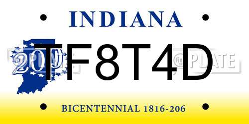 TF8T4D Indiana License Plate