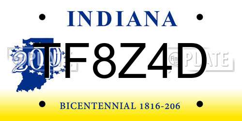 TF8Z4D Indiana License Plate