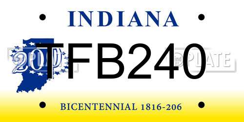 TFB240 Indiana License Plate