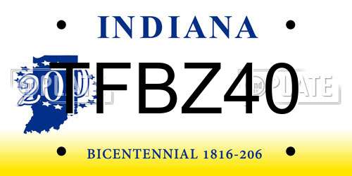 TFBZ40 Indiana License Plate