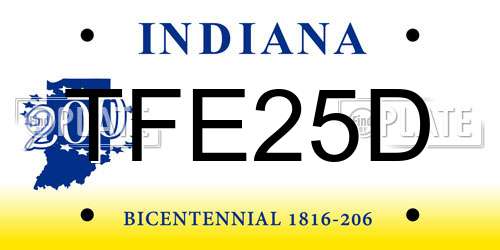 TFE25D Indiana License Plate