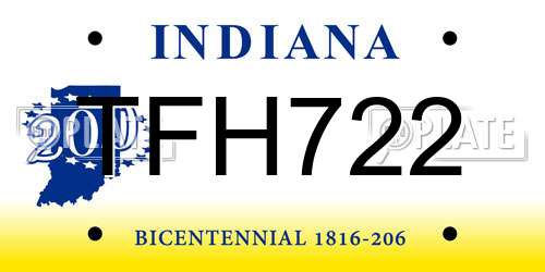 TFH722 Indiana License Plate