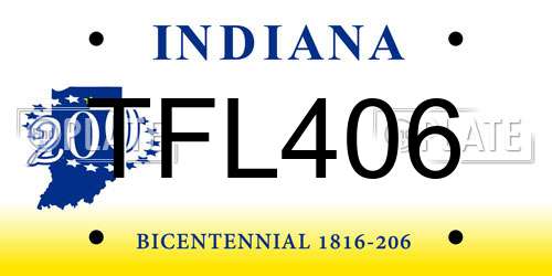 TFL406 Indiana License Plate