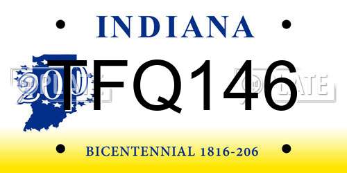 TFQ146 Indiana License Plate
