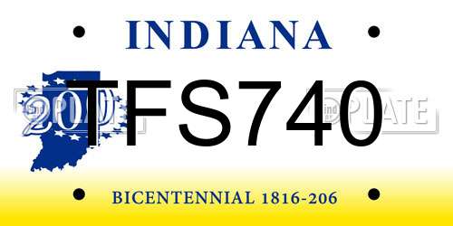 TFS740 Indiana License Plate