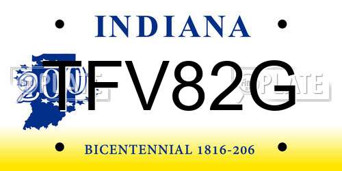 TFV82G Indiana License Plate