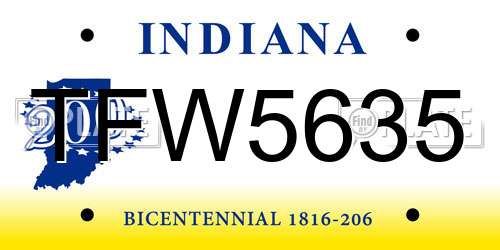 TFW5635 Indiana License Plate