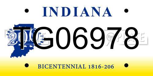 TG06978 Indiana License Plate