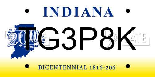 TG3P8K Indiana License Plate