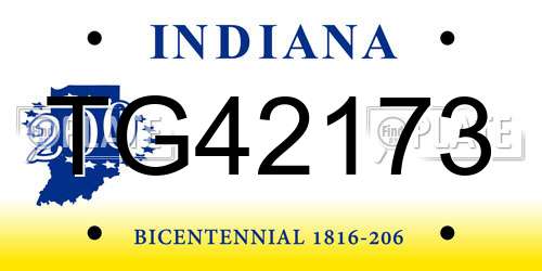 TG42173 Indiana License Plate