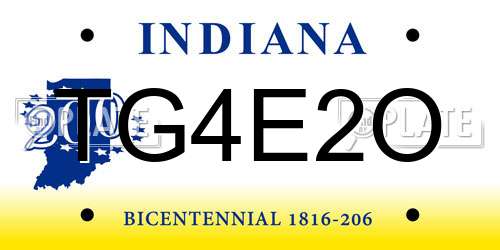 TG4E2O Indiana License Plate