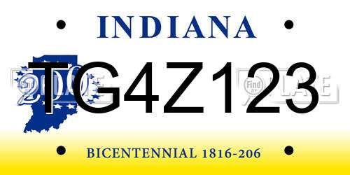 TG4Z123 Indiana License Plate