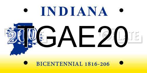 TGAE20 Indiana License Plate