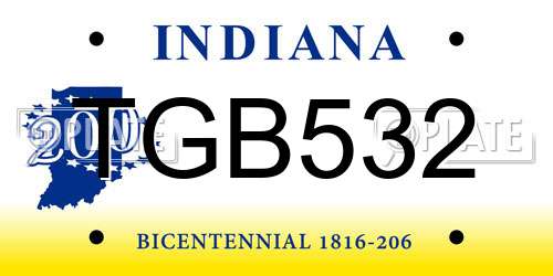 TGB532 Indiana License Plate