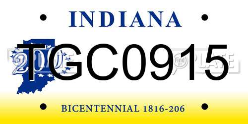 TGC0915 Indiana License Plate