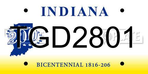 TGD2801 Indiana License Plate