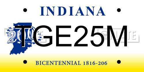 TGE25M Indiana License Plate