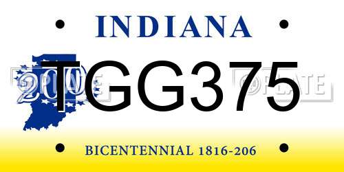 TGG375 Indiana License Plate