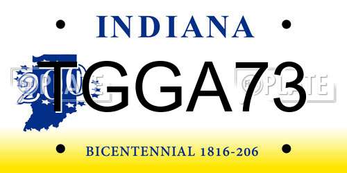 TGGA73 Indiana License Plate