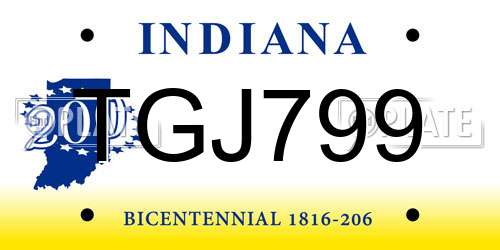 TGJ799 Indiana License Plate