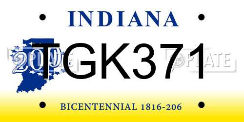 TGK371 Indiana License Plate